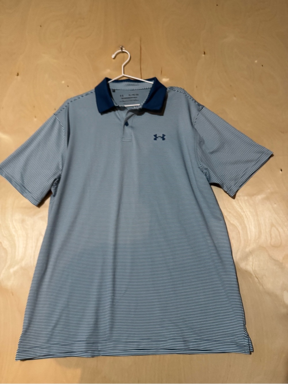 Under Armour Men’s Light Blue Striped Polo Size XL